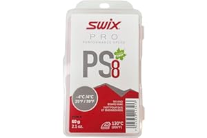 Swix PRO Speed Wax - PS8 Red 25 to 39 Degrees Fahrenheit - 60g Bar - Fluoro Free - Ski or Snowboard