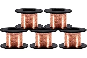 HONGZER 5 Pcs/Set Enameled Copper Wire, 0.1mm Enameled Wire Copper Winding Wire Enamelled Repair Wire Length 15m, Enameled Magnet Wire