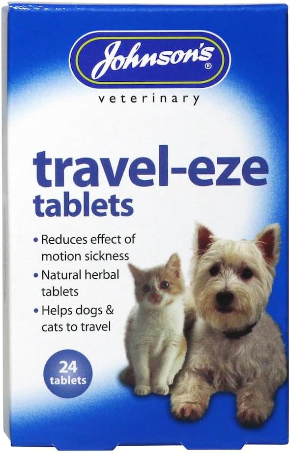 Johnsons Vet Travel Capsules for Dogs Travel Eze Tablets Natural Herbal 1 Box