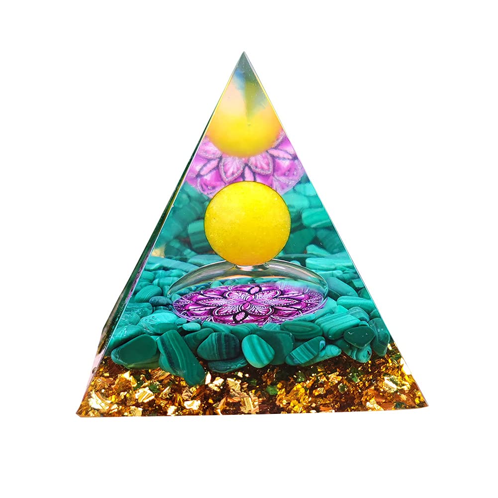 VNSTKWW Orgone Natural Pyramid Crystal, Healing Chakra Pyramid for Protection,Balancing Positive Energy,Emotional-Negativity Removal Stone Healing Stone Chakra Reiki Home Office Decor Crafts(60mm)