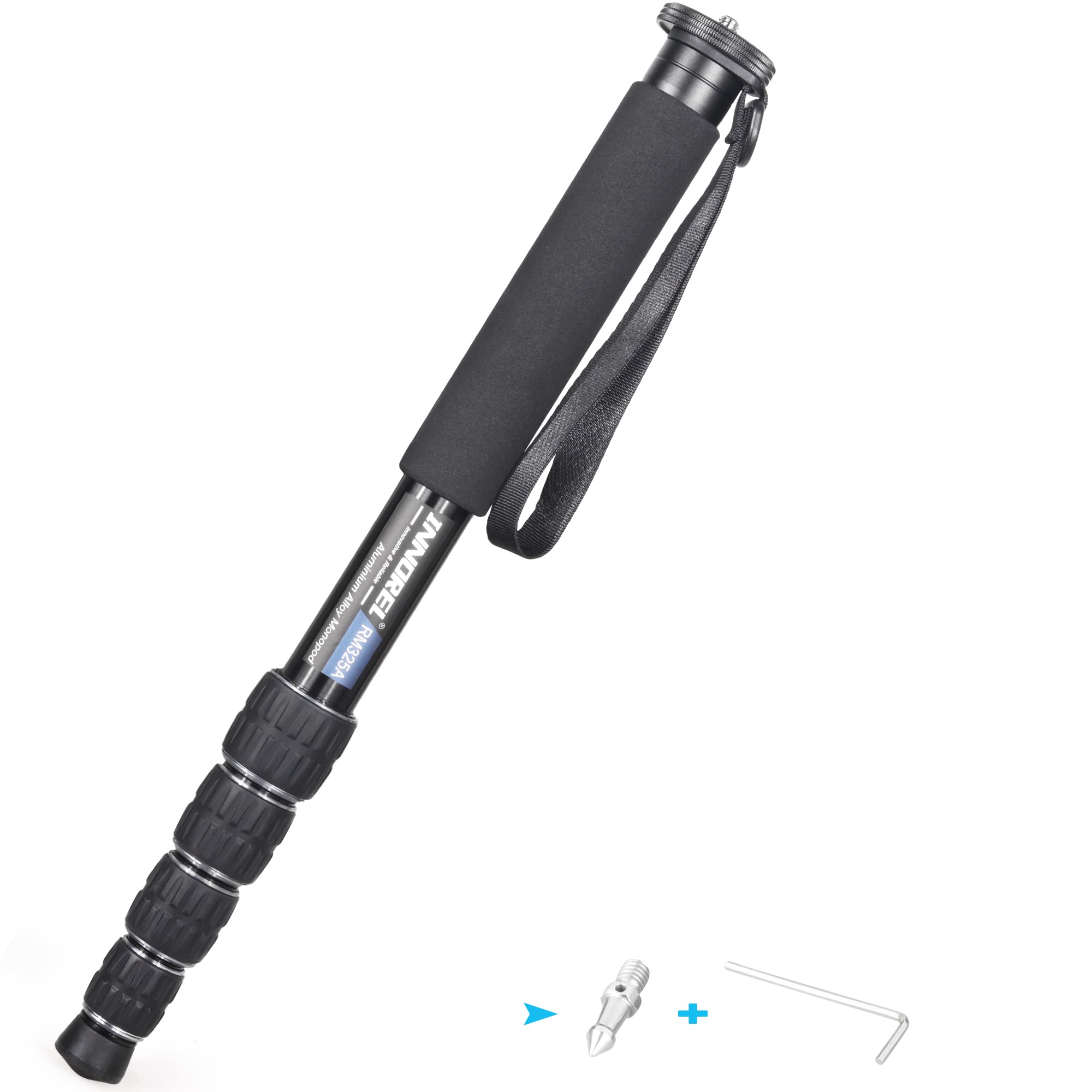 INNOREL RM325A Camera Monopod Professional Portable 5-Section Compact Travel Aluminum Alloy Monopod for Canon Nikon Sony DSLR Camera Video Camcorder DV Photography Bracket Load 26lbs/12kg