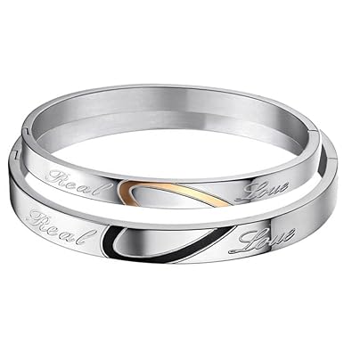 Cupimatch Edelstahl Paare Armband mit Gravur Herz Armbänder Pärchen für Verliebte Damen Herren, Pärchen Armketten, Liebe Ehep