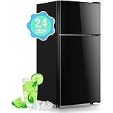 DEMULLER 2.4 Cu.ft Mini Fridge with Double Doors Small Refrigerator with Separate Freezer & 7 Adjustable Temperature Control, Tiny Size & Personal Fridge Ideal for Office Apartment Dorm Black on Fridge.com