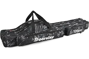 Doorslay Fishing Rod Case Three Layers Fishing Rod Bag Oxford Portable Folding Fishing Pole Bag Outdoor Waterproof Tackle Sto