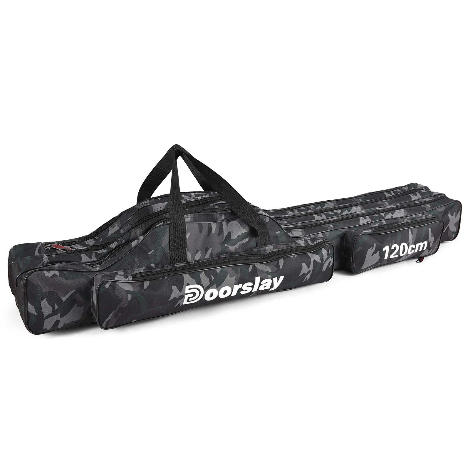 doorslay Fishing Rod Case Three Layers Fishing Rod Bag Oxford Portable Folding Fishing Pole Bag Outdoor Waterproof Tackle Storage Travel Bags Carry Organizer for Fishing Camping Hiking