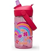 CamelBak Thrive Flip Straw Kids Water Bottle 14oz, Rainbow Floral | Spill Resistant Bite Valve, Leak Proof When Closed, Durable Tritan Renew Bottle, Designed for Little Hands
