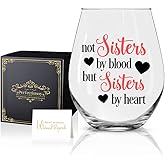 Perfectinsoy Sister by Heart Wine Glass with Gift Box - Funny Friend & Sister Gifts, Birthday Ideas