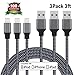 Xcords iPhone Charger Cable 3Pack 3FT Nylon Braided Lightning Charging Cord Compatible with iPhone X/8/8 Plus/7/7 Plus/6/6 Plus/6S/6S Plus/SE/5S/5, iPad iPod and More (Black)