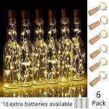 Wine Bottle Cork Lights - 6Pack LED Copper Wire Lights String 18 PCS Battary Extra Starry for Bottle DIY, Party, Decor, Christmas, Wedding or Mood Lights(Warm White)