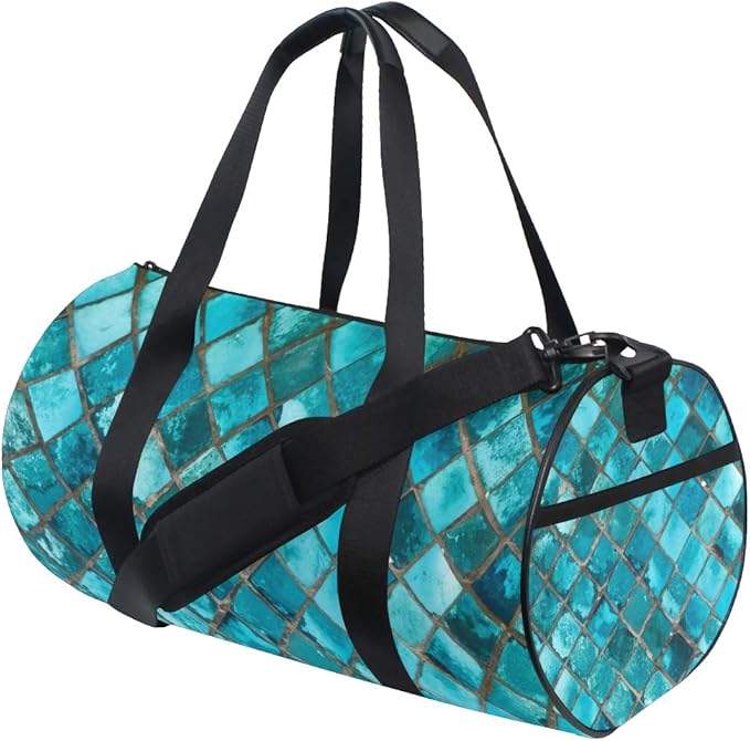 Turquoise Duffel Bag,Canvas Travel Bag for Gym Sports and Overnight
