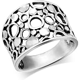 Mimi 925 Sterling Silver Wide Band Geometric Ring