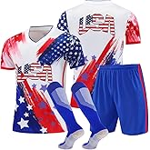 QIKLIGHT Kid's Soccer Jersey Children's Uniform Youth Sports Training Clothing American Style Shirt with Socks