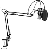 Neewer NW-700 Professional Studio Broadcasting Recording Condenser Microphone & NW-35 Adjustable Recording Microphone Suspension Scissor Arm Stand with Shock Mount and Mounting Clamp Kit