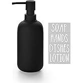 Viosuniu Ceramic Soap Dispenser - Elegant Hand Soap Pump with 4 Labels (Soap, Dishes, Lotion, Hands) - Durable & Stylish Ceramic Design for Kitchen & Bathroom, Refillable Liquid Soap dispenser (Black)
