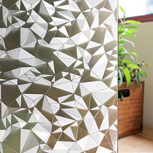 Frosted Window Film, Anumit Privacy Static Cling Vinyl Decorative Glass Film Diamond Pattern, Non-Adhesive Static Privacy Anti-UV for Home Heat Control 17.7in By 78.7in