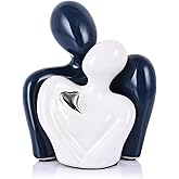 Mini Couple Ceramic Small Statue, Romantic Couple Figurine for Home Decor, Tv Stand, Living Room Nick nacks, Dresser for Bedroom, Shelves, Valentine, Items for Wedding Decor (Blue White and Silver)