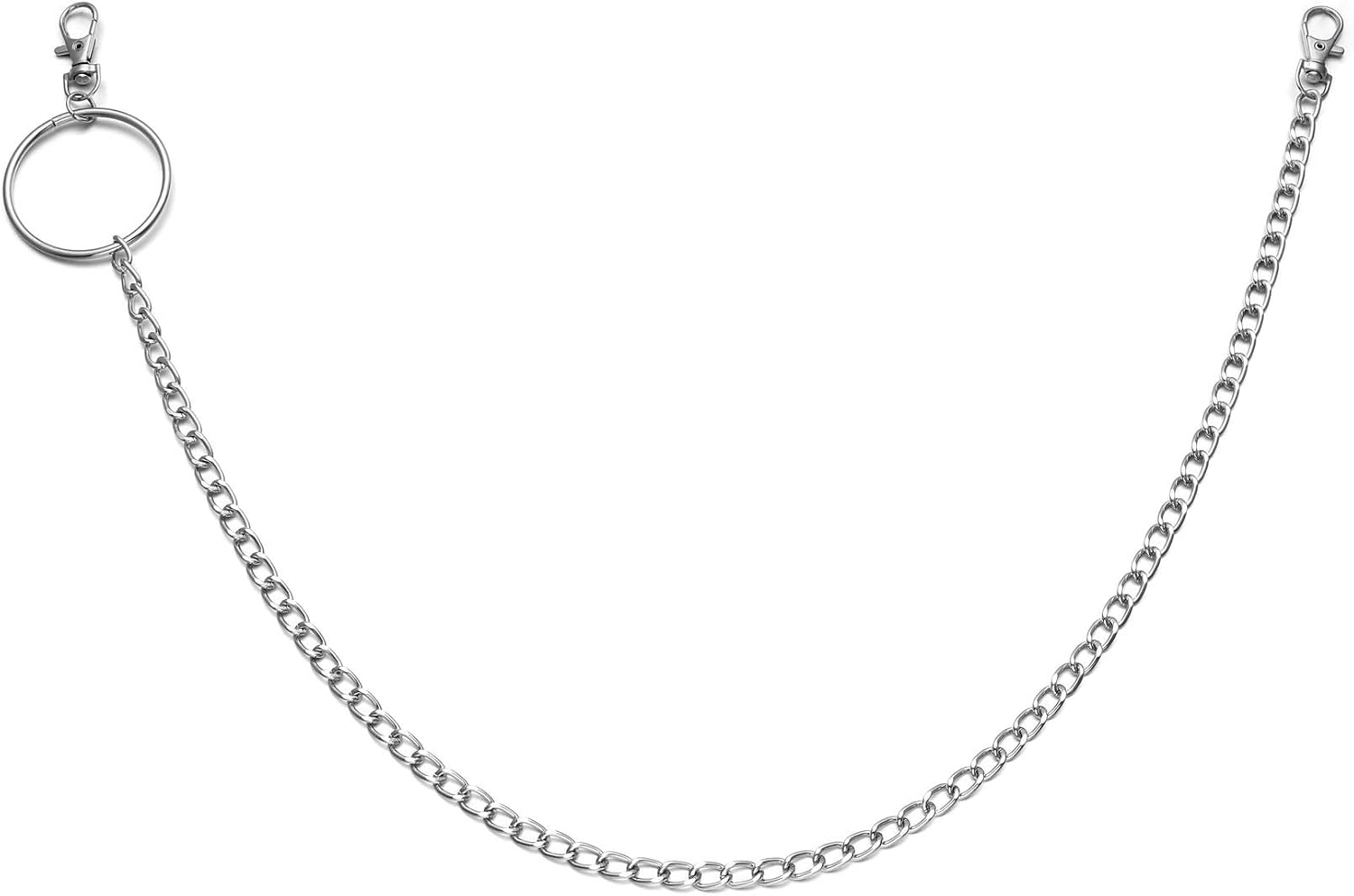 MILAKOO 3 Pcs Accessory Chains for Women Men Blet Jeans Chain Waist Punk Rock Motorcycle Style, Silver, Length: 44 & 50 & 60 cm - Image 3