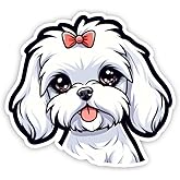 Maltese Puppy Dogs Sticker | Dog Lover Animal Stickers Decal | for Car, Notebook, Water Bottle | 5 Inches…