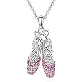 AOBOCO Ballarina Necklace for Women Sterling Silver Ballat Shoes Pendant Necklace Dance Gifts for Dancer Women