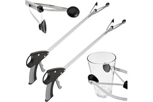 Vive Suction Cup Grabber Reacher 32" (2 Pack) - Elderly Grab It Reaching Pickup Tool Heavy Duty for Seniors - Trash, Sticks, Litter Picker Upper - Extra Long Reach Handle & Handy Extension Arm Claw