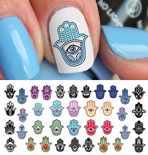 Hamsa Hand Hebrew Waterslide Nail Art Decals - Salon Quality!
