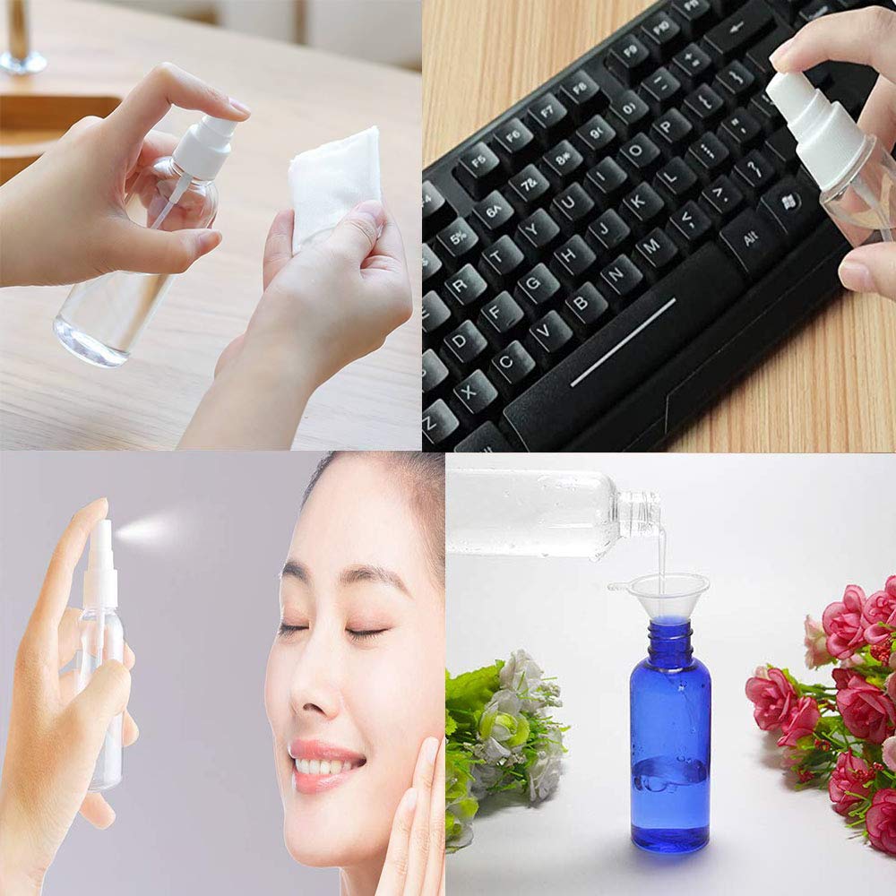 Plastic Spray Bottles Set, 6 Pack 2oz Portable Empty Leak Proof Refillable Clear Fine Mist Mini Travel Bottle for Cleaning, Gardening, Travel, Essential Oils, Cosmetic, Plantys, Perfumes : Beauty