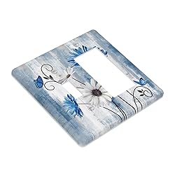 Rustic Teal Blue Daisy Floral 2 Gang Single Toggle
