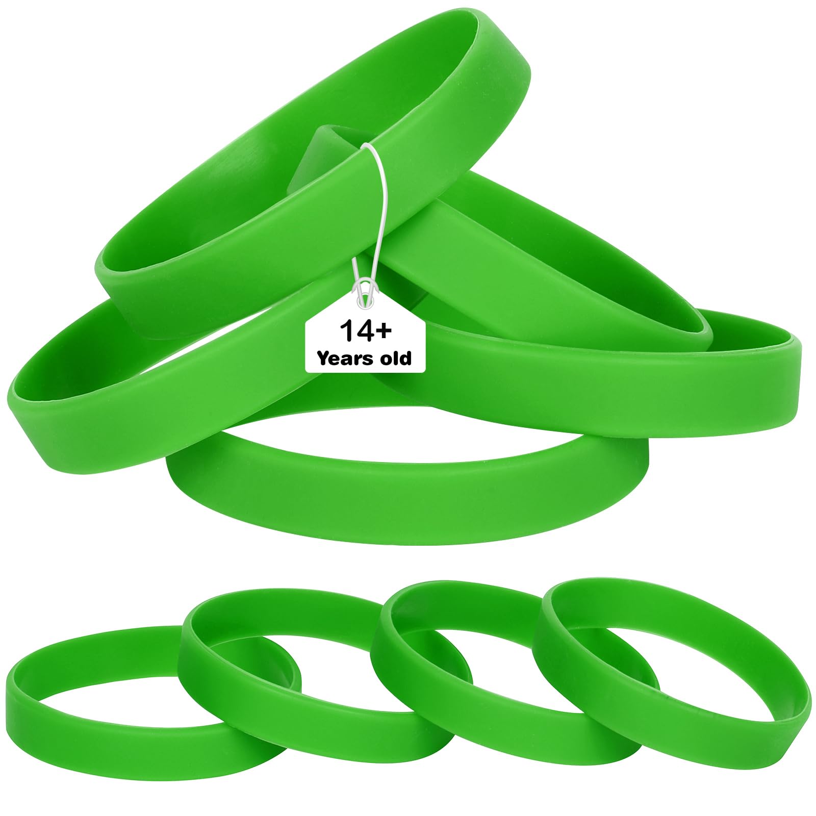 LVNRIDS Green Silicone Elastic Wristbands Rubber Bracelets 25 Pcs for Adult, 20.2 cm Length Coloured Wrist Bands Silicone for Business School Activity Party Events Music Festival