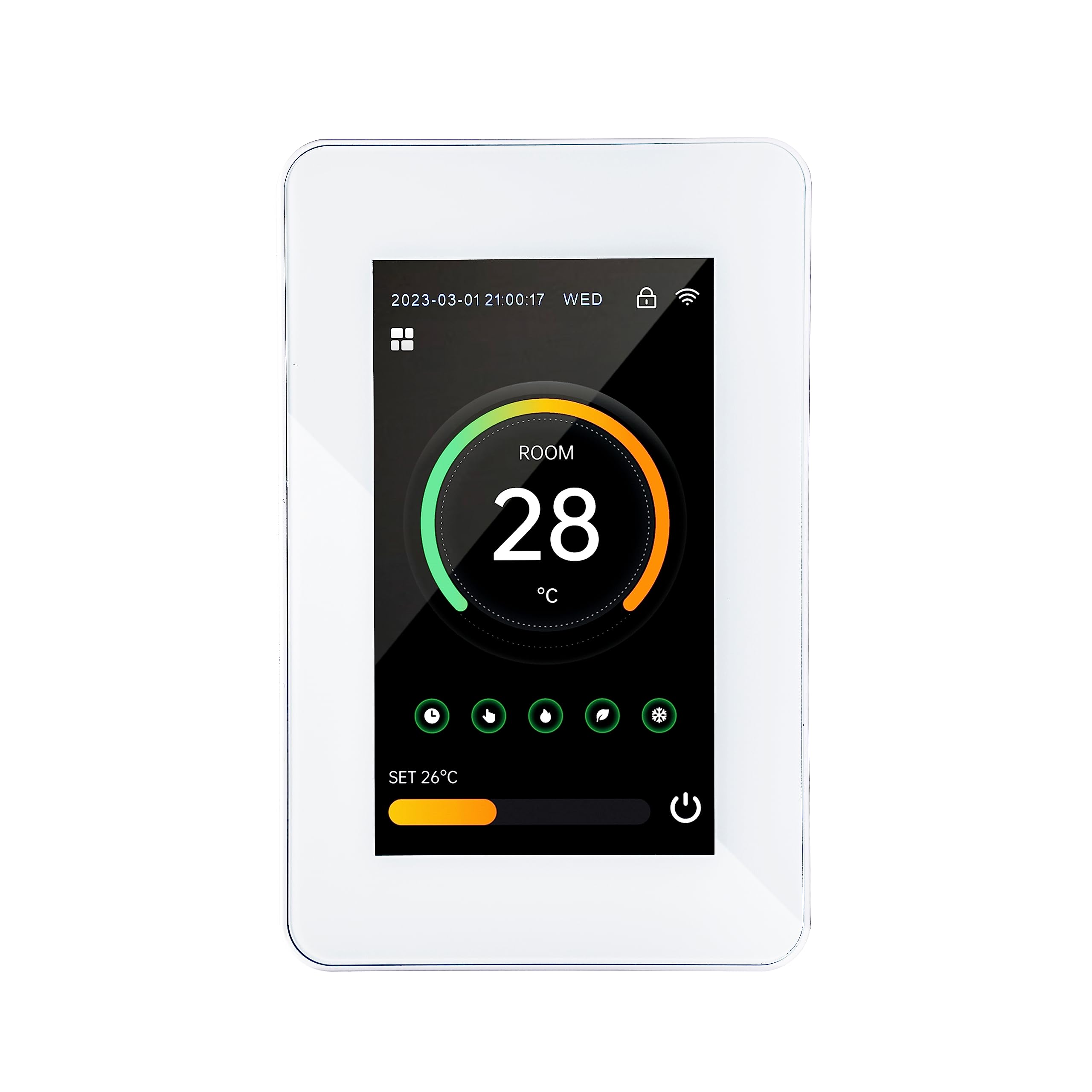 MincoHome Wi-Fi Smart Color Thermostat Programmable Large Touch Screen Temperature Control for Electric Underfloor Heating Save Energy (White)