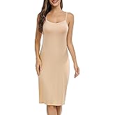 Vlazom Women's Full Slip Dress Adjustable Spaghetti Strap Basic Under Dress Cami Slip Mini Dress Nightwear S-XXL