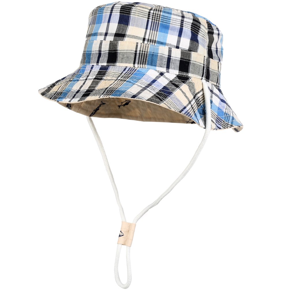 VBIGER Kids Cotton Bucket Hat Reversible Sun Hat Foldable Beach Cap with Adjustable Chin Strap,Aged 1-6