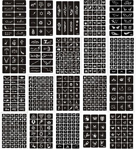 OLizee 550PCS Adhesive Henna Temporary Tattoo Templates Stencils for Body Arm