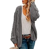 Ferrtye Womens Oversized Chunky Open Front Cardigan Sweaters Cable Knit Long Sleeve Cardigans Outwear Coats