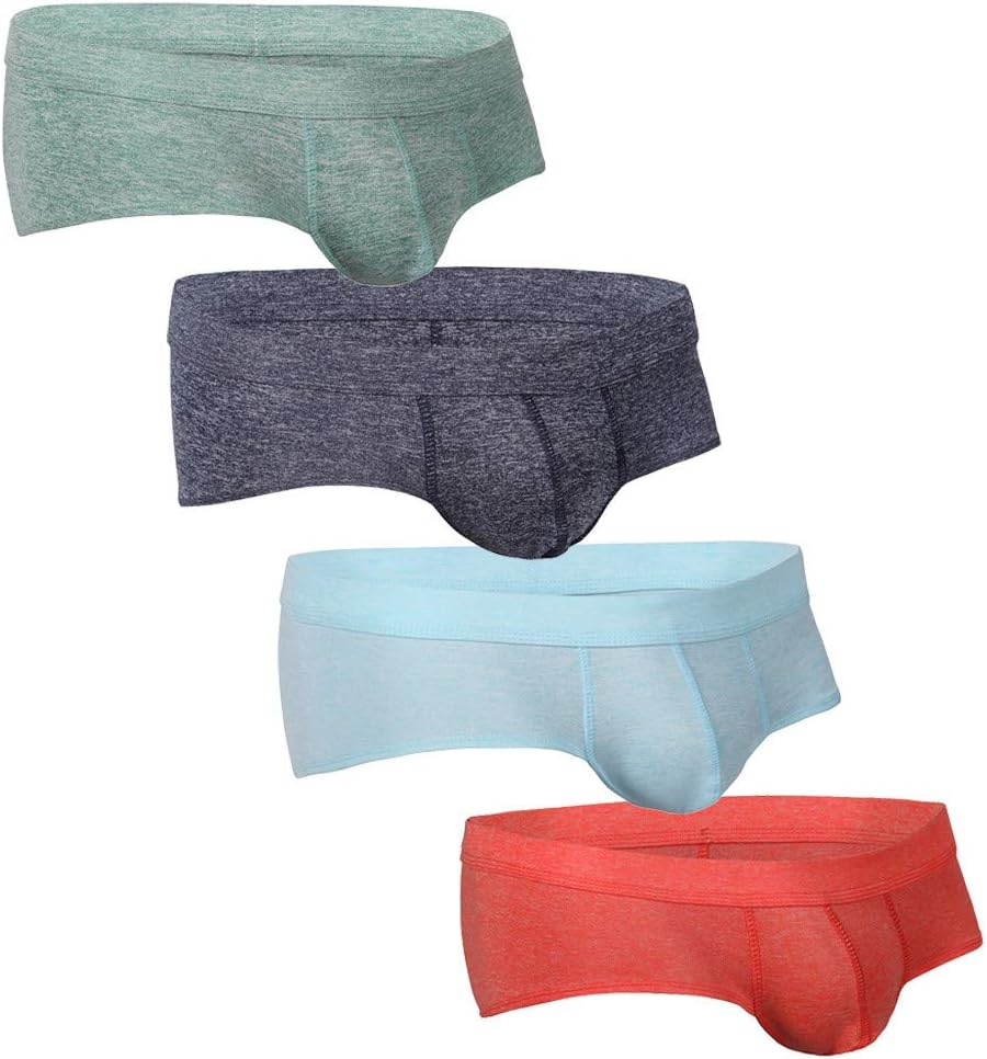 4PC Men Underwear Briefs,2019 New Boxer Bulge Pouch Underpants Regular Soft Shorts Breathable,Assorted Colors