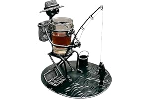 Fishing Buddy Shot Glass Holder, Handcrafted Metal Fishing Buddy Shot Glass Holder, Funny Fisherman Sculpture, Holds Whiskey/