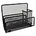 Premium Letter Organizer with Pen Holder - Desktop Ready w/ 3 Compartments of Durable Black Mesh Metal