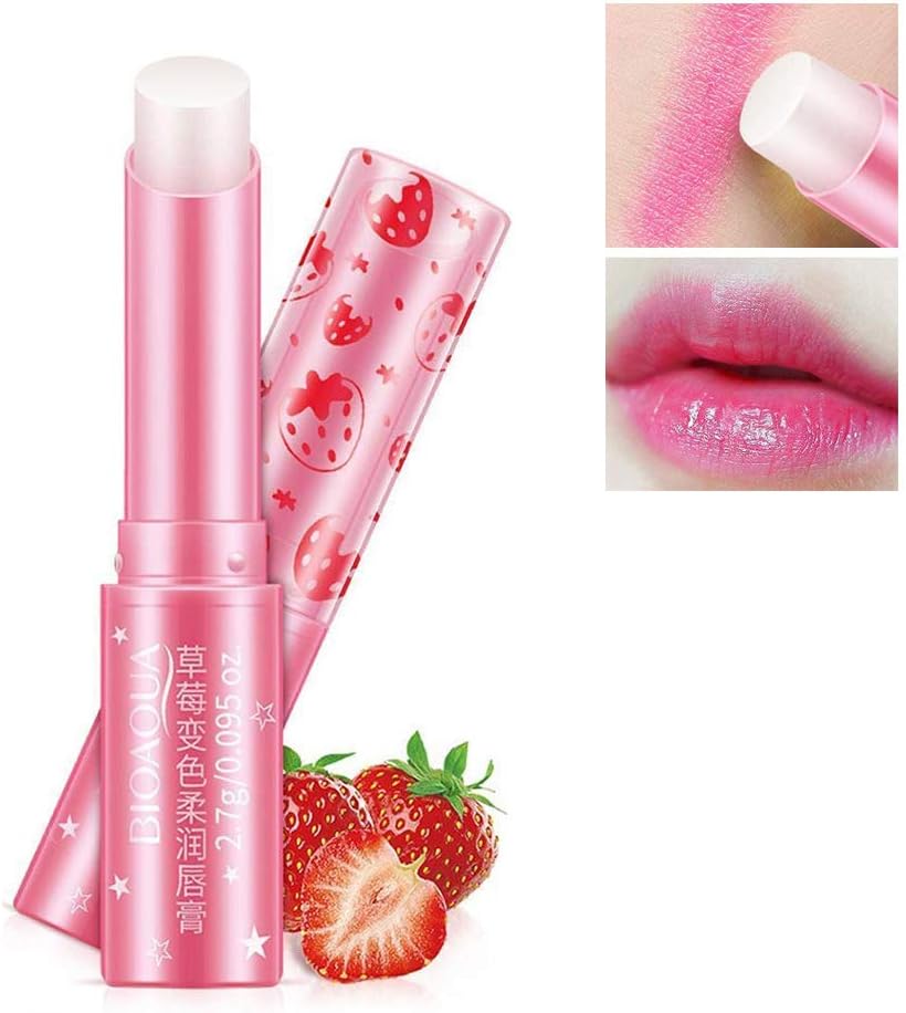 Sapphery Women's Natural Strawberry Colour Changing Moisturising Lip Balm Lip Balm Lip Balm