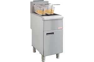 Backychu Commercial Deep Fryer -3-Burner Natural Gas Fryer CSA, 35-40 lbs Capacity, 90,000 BTU/h Adjustable Thermostat 200°F-400°F, Stainless Steel Gas Liquid Propane Deep Fryer for Restaurants