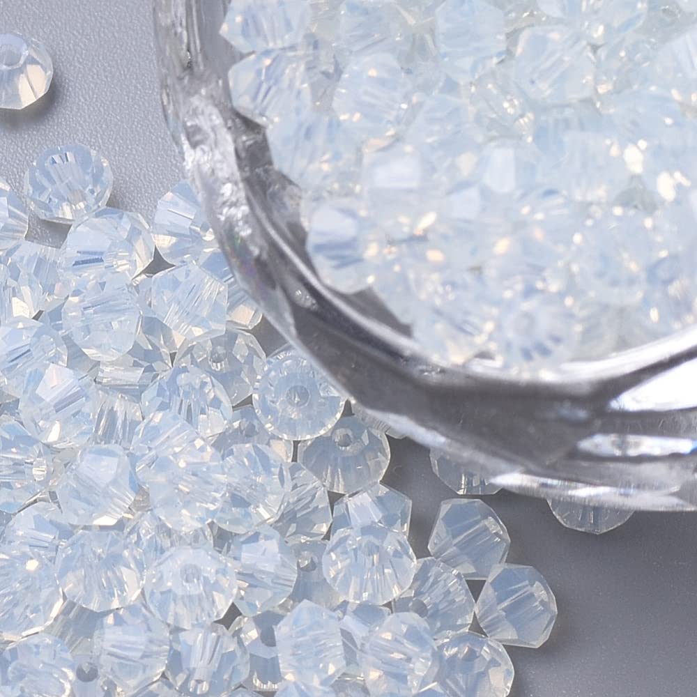 Perlin Preciosa Bohemian Crystal Bicone Beads 3x3 mm White Opal Pack of 100