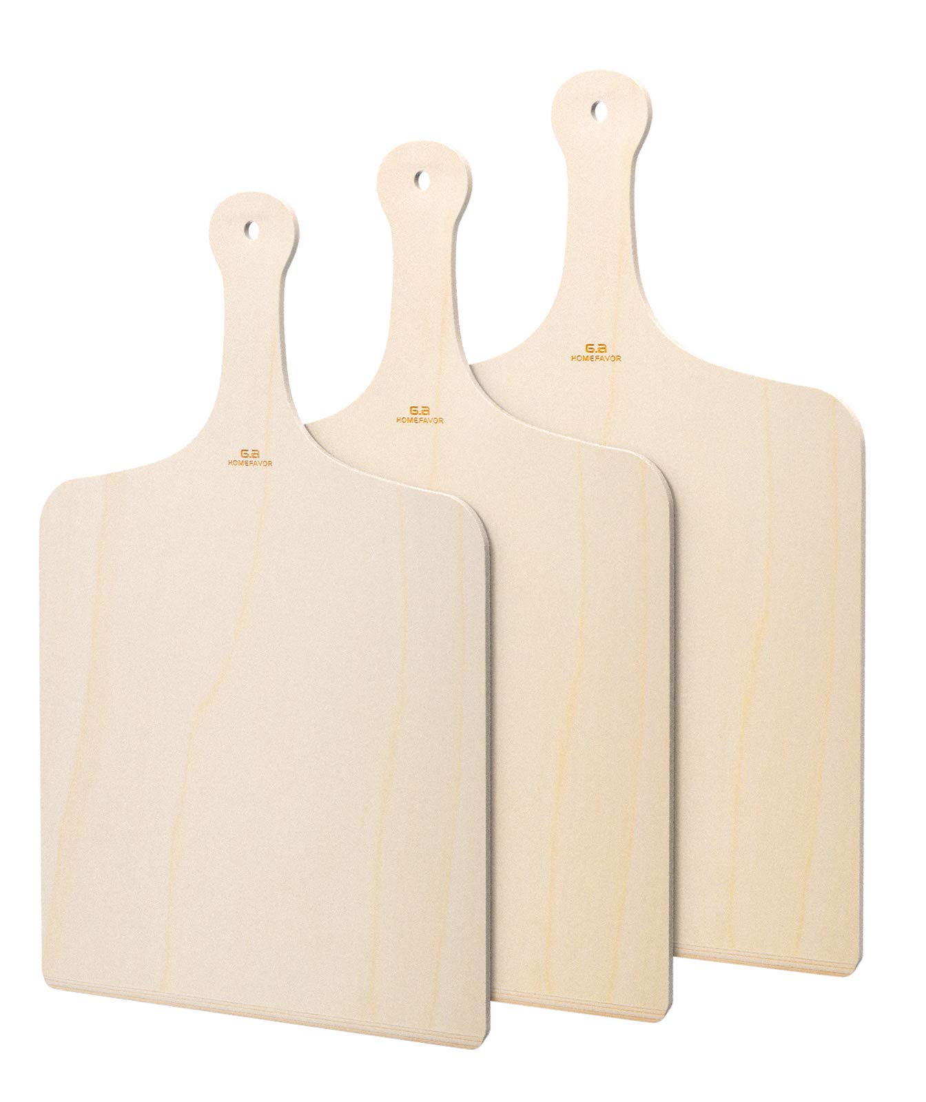 G.A. HOMEFAVOR Pizza Peel Wood Large Pizza Paddle, 3pcs Spatula for Oven or Grill, Serving Chopping Board for Fruits, Vegetables, Pies, Bread, Cake