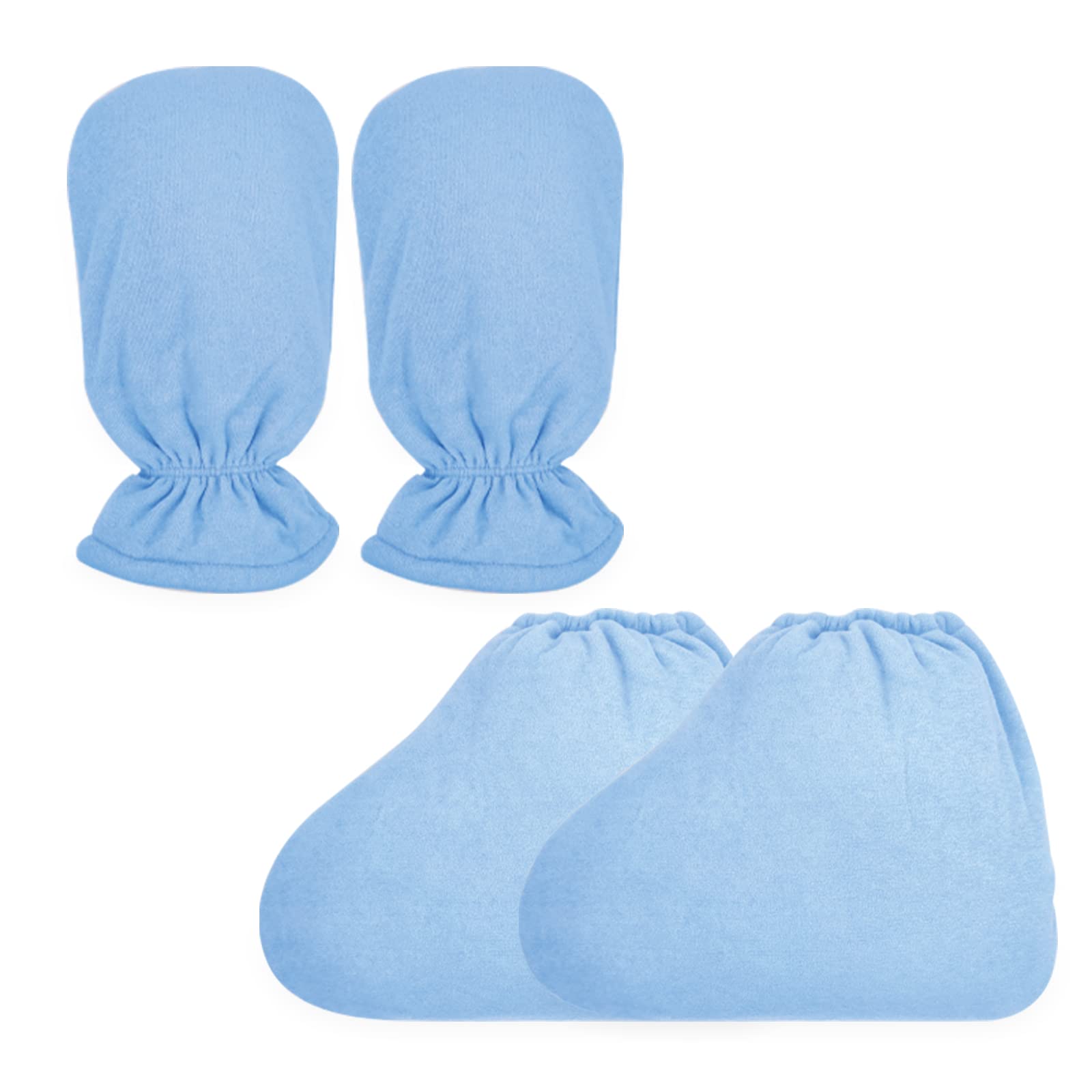 Charmyth Paraffin Wax Bath Terry Cloth Gloves & Foot Liners, Paraffin Wax Machine Heated SPA Mittens Foot Liners, Thick Heat Hand Feet Treatment Insulated Mitt Spa Feet Cover Great for Men Women Blue