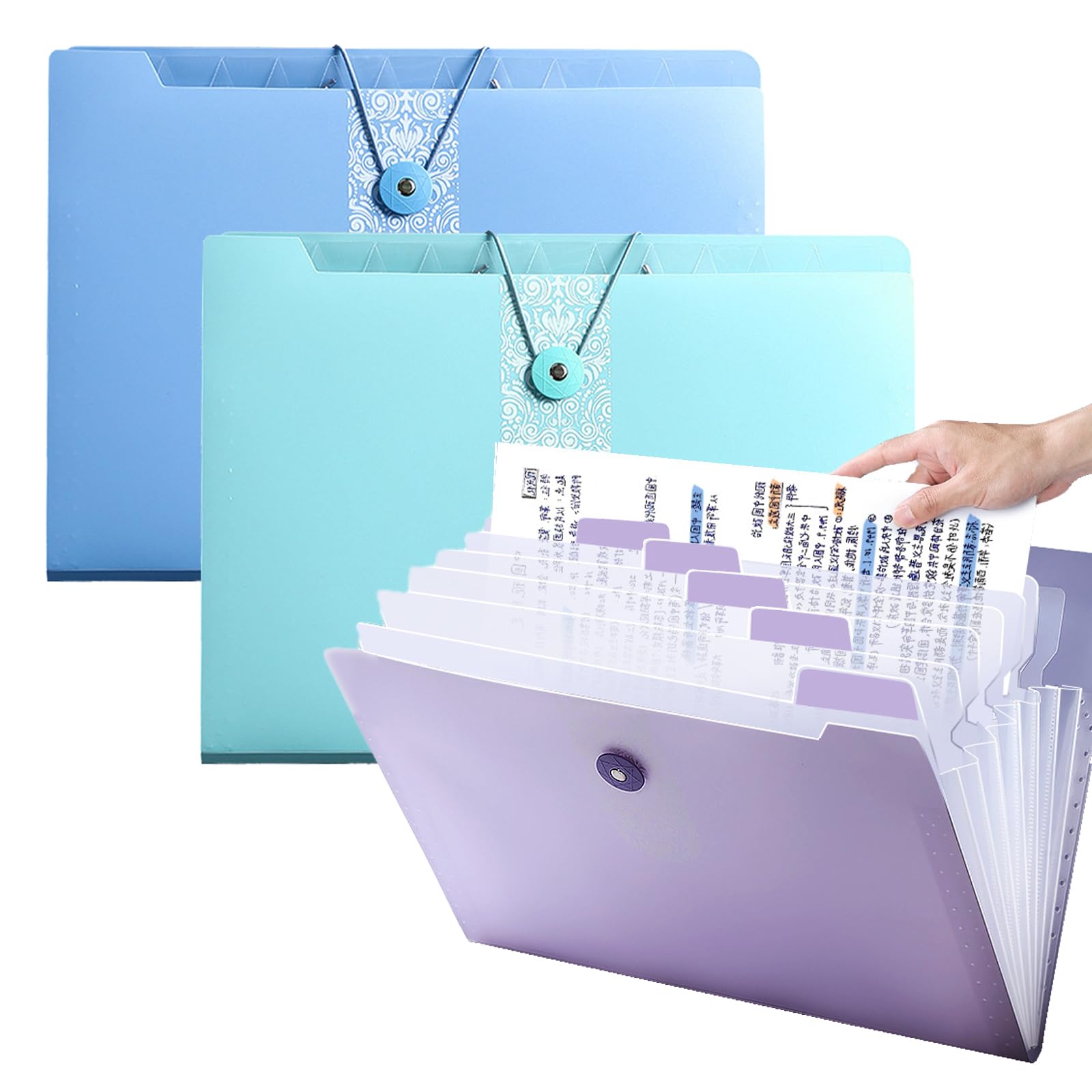 A4 Expanding File Organiser, 3 Pcs Poly Pockets Document Organiser A4 Folder, 12 Compartment Large Capacity Document Bag Accordion, Expandable Folder for Office, Business Trip, Home