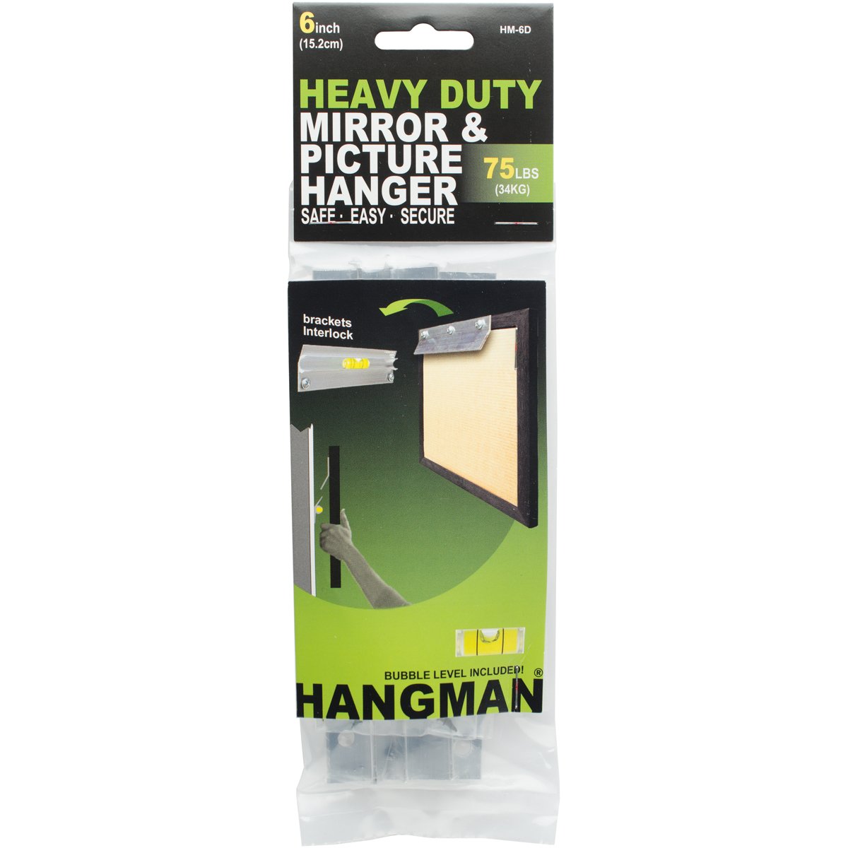 Hangman Products Heavy Duty Hangman Mirror and Picture Hanger with Walldogs 6-inch, Other, Multicoloured