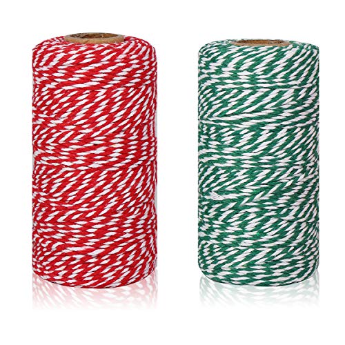 Maosifang Cotton Bakers Twine Cord String 2 mm Candy Rope Ribbon Twine for Christmas Party DecorationsGift Wrapping Arts Crafts 656 Feet,2 Rolls