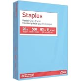 Staples 30% Recycled Copy Paper, 8.5x11 Inch, 20 lb., Blue, 500 Sheets | Colored multipurpose paper for office, school &amp; home printing and projects.