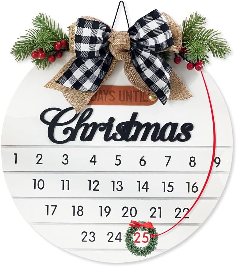 Advent Calendars - Heart Carpenter Christmas Hanging Sign Welcome Door Sign for Front Door Rustic Home Decor/Bedroom Decor Wooden Calendar (white)