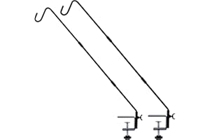 Juegoal 2 Pack Heavy Duty Deck Hook with 2 Inch Non Slip Clamp, 25 to 36 Inch Extended Reach Deck Hook, Adjustable Rail Pole Plant Bracket for Hanging Bird Feeder, Suet Baskets, Lanterns, Wind Chimes