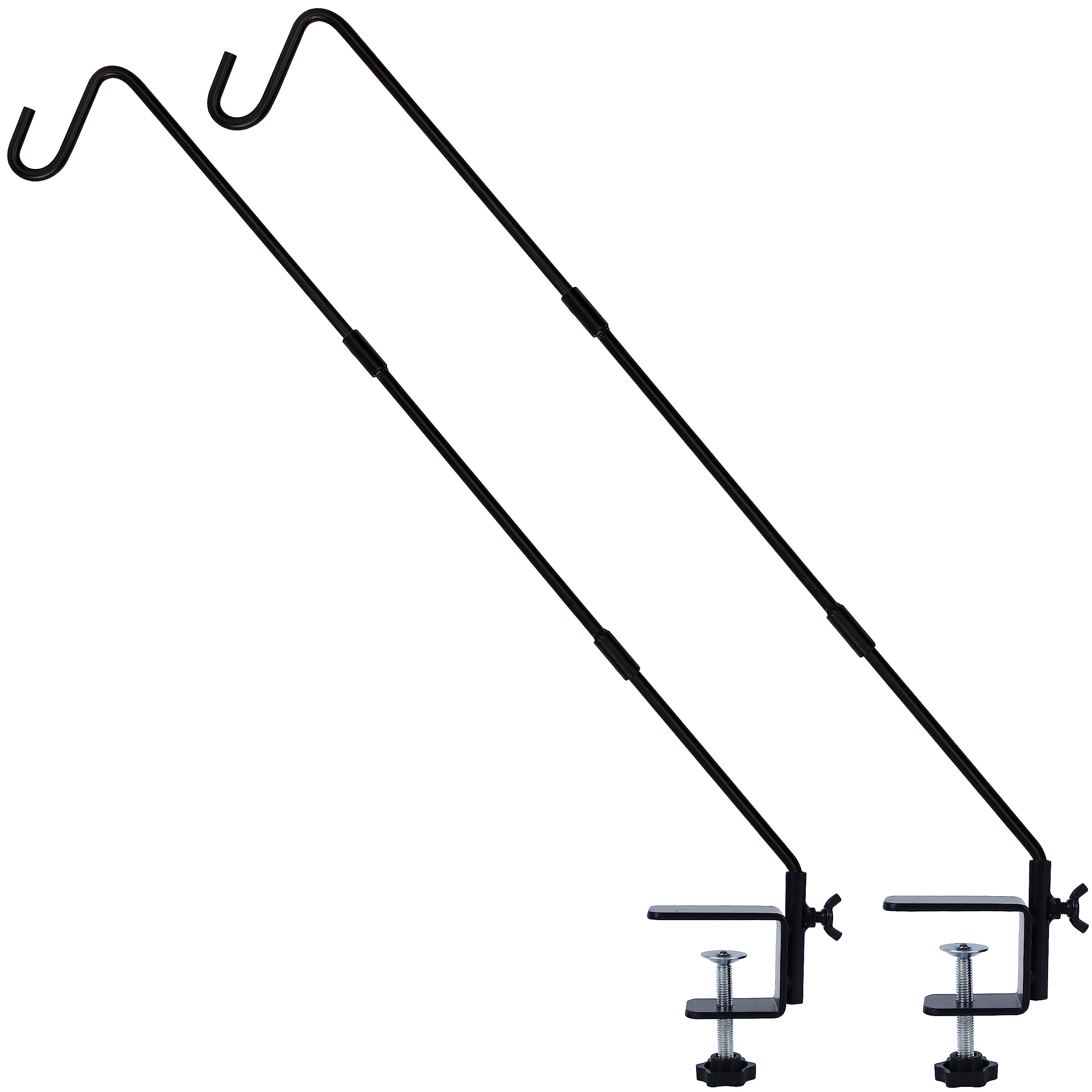 Photo 1 of Juegoal 2 Pack Heavy Duty Deck Hook with 2 Inch Non Slip Clamp, 25 to 36 Inch Extended Reach Deck Hook, Adjustable Rail Pole Plant Bracket for Hanging Bird Feeder, Suet Baskets, Lanterns, Wind Chimes