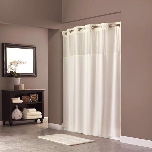 Amazon Com Trendy Linens Hookless Shower Curtain See Through Top
