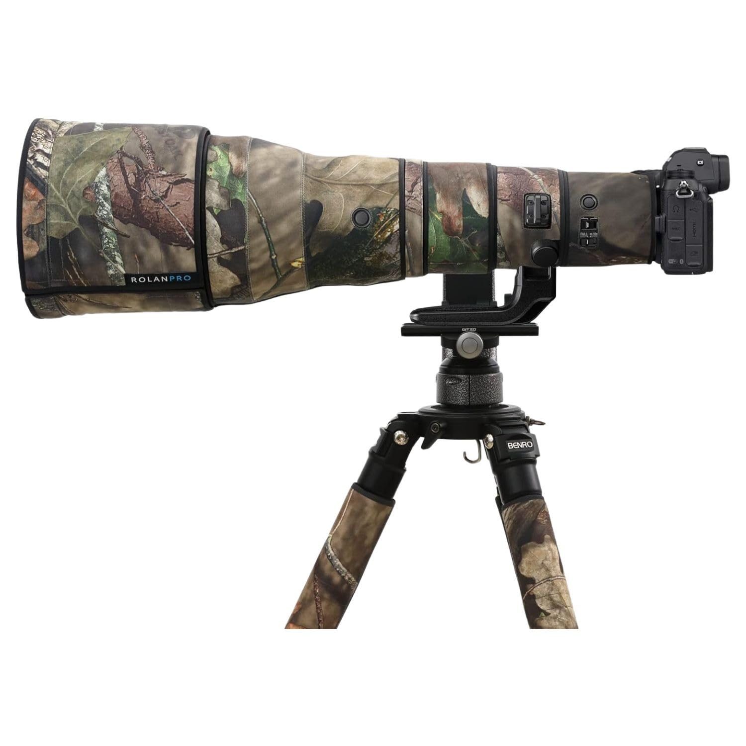 ROLANPRO Waterproof Lens Coat Compatible with Nikon Z 800mm F6.3 VR S, Camouflage Rain Cover Protective Sleeve Bird Watching Wildlife Photography - #23 Brown Jungle Camo